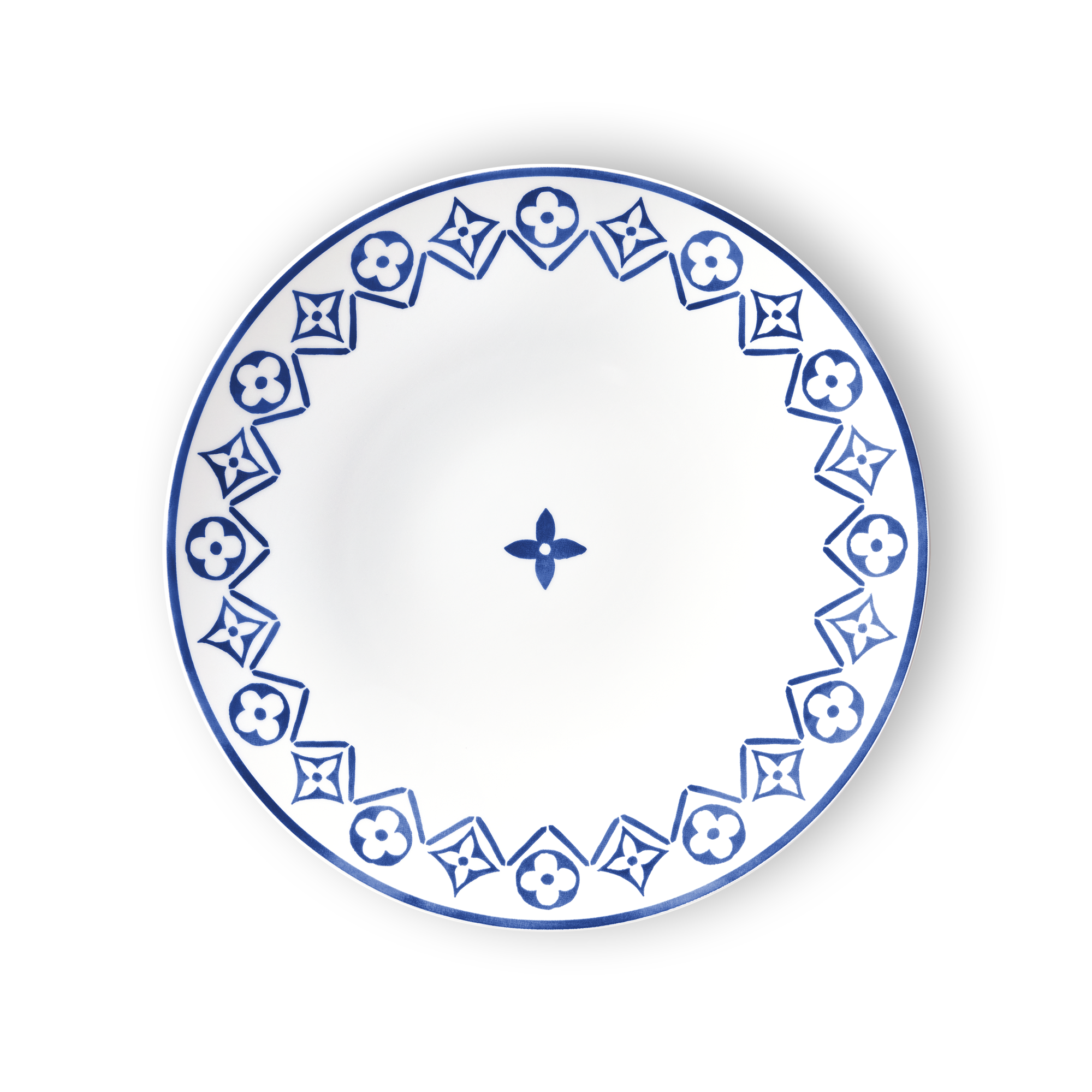 Set Of 2 Dinner Plates Monogram Flower Tile - Trunks, Travel and